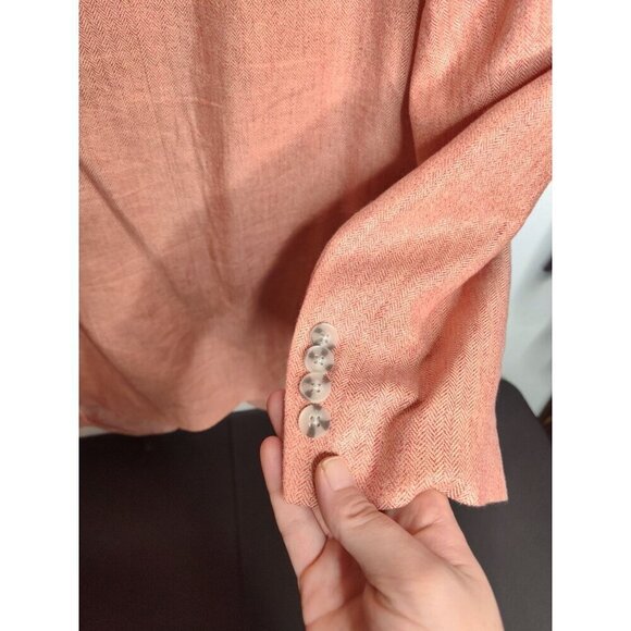 Alan Flusser Men's Linen Blend Peach Two Button Dress Blazer, XL - Picture 4 of 14